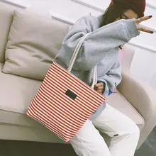 Импортные товары Большая вместительная Холщовая Сумка Женская Полосатая Сумка на плечо Южная Корея художественная и художественная Ретро пеньковая веревка хозяйственная сумка
