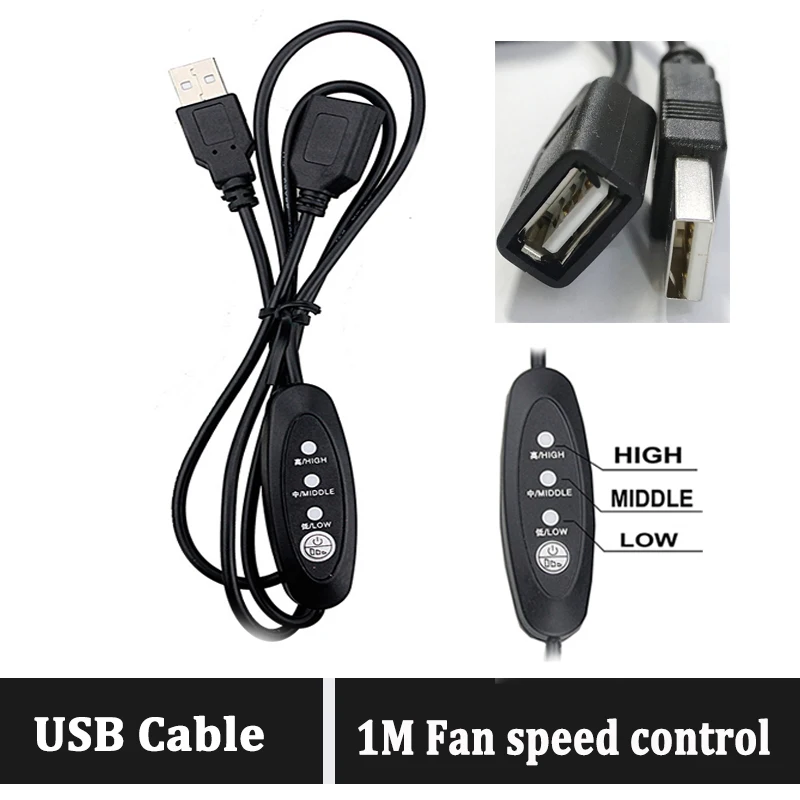 1M 100cm PC Case Fan Speed Control USB Extension Cable with Switch cord