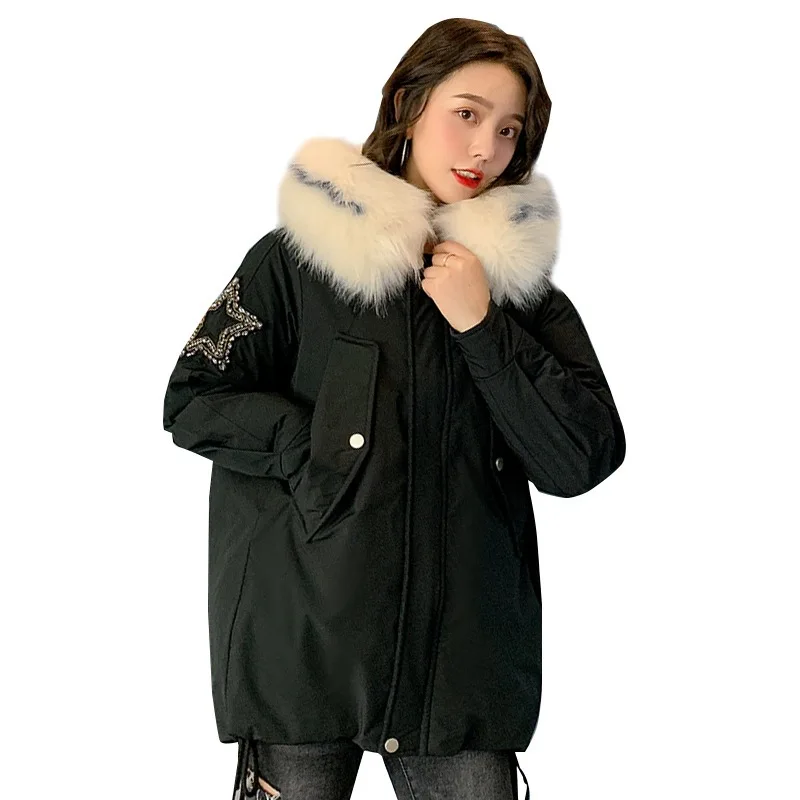 

2019 New Style Winter Coat Cotton-padded Jacket Women's Mid-length Cotton-padded Clothes Korean-style BF Versatile Thick down Co