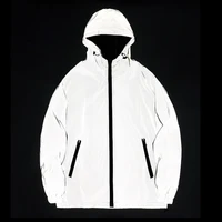 NEW SIZE Night Reflective Jackets Double Fabric Windbreaker Hooded Jacket Men Hip Hop Dancer Waterproof Zipper Coats Outwear 1