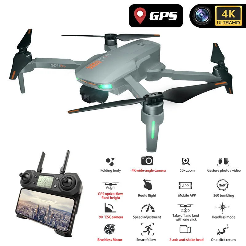 Новинка 120 градусов широкоугольный HD пиксель 4K GPS Дрон с камерой 2-осевой