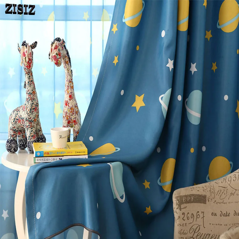 

ZISIZ Modern Star Printed Curtains for Living room Blackout Curtains for Bedroom Kid Baby Room Darking Curtains Panel Drapes