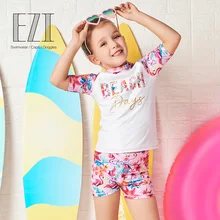 JulySand из двух предметов для девочек, купальник цветочный принт летняя пляжная одежда, рубашка с изображением фламинго с защитой от солнца, пляжная одежда 18G071