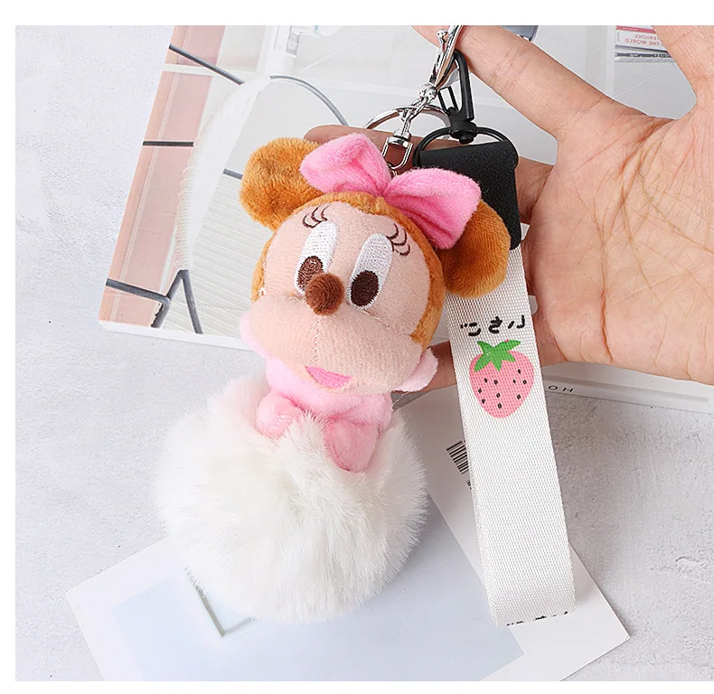 Cartoon Key Button Cute Mickey Mouse Plush Doll Key Ring Car Key String Students Gift Handbag Pendant