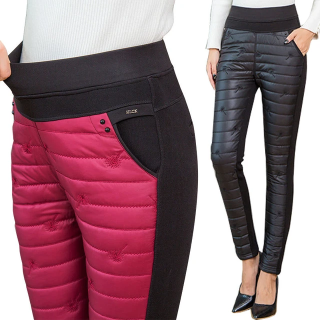 Winter Snow Ski Pants women Thick Fashion Embroidery trousers down