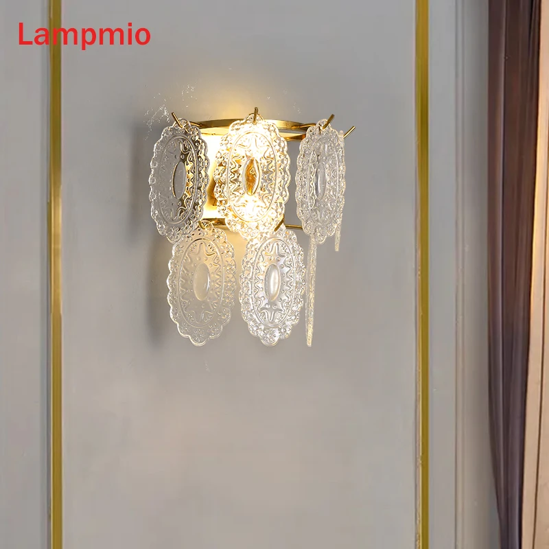 

2022 New Arrival Ceiling Lights For Living Room Clear Glass Bedroom Wall Sconce Golden Base Lighting Fixtures