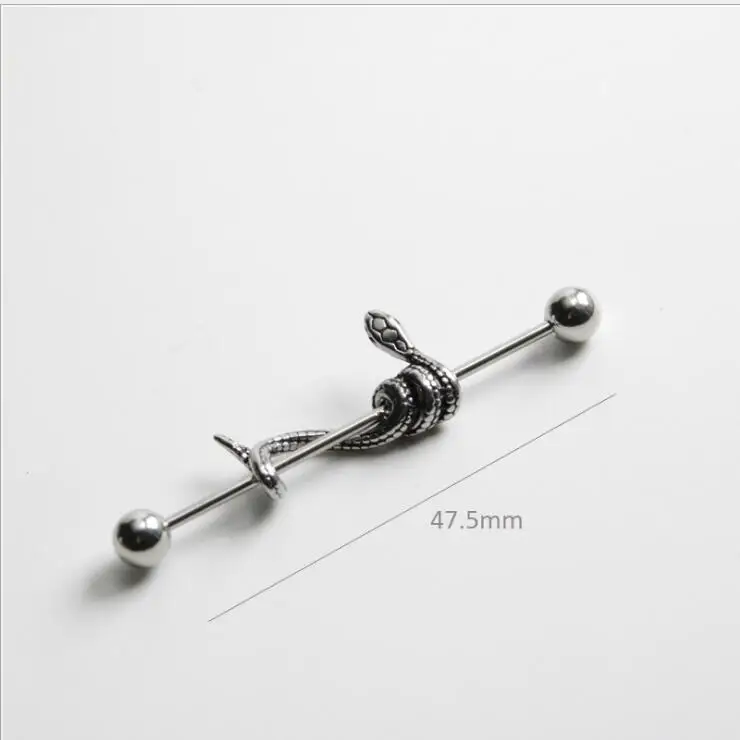 1Pcs Surgical Steel Snake Industrial Barbell Ring Cartilage Earring Body Piercing Jewelry