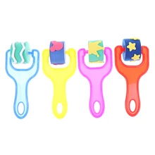Chaud! Brosse à peinture en éponge avec manche en plastique pour enfant, outil de dessin, Graffiti, rouleau, jouet, papeterie scolaire, 4 pièces/ensemble 