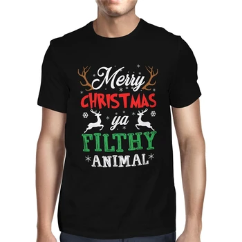 

Mens Merry Christmas Ya Filthy Animal T-Shirt Cool Gift Personality Tops Tee Shirt
