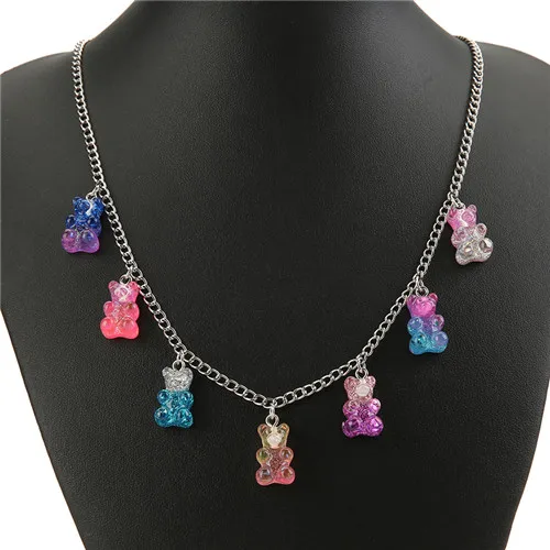 necklace 1 шт женское ожерелье из разноцветной смолы Gummy Bear для детей подарок на день рождения праздничные ювелирные изделия - Окраска металла: necklace