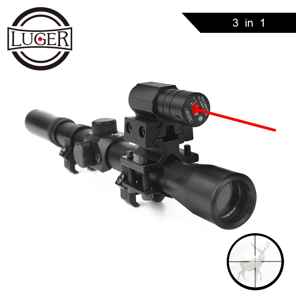 Оптический прицел для винтовки LUGER 4x20 тактический арбалетный с красной точкой