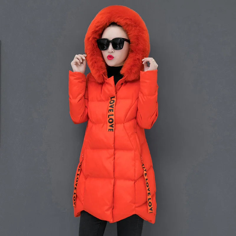 

Figure Rong Winter Models down Jacket Cotton-padded Clothes Women's Korean-style Fashion Deconstructable Hooded Mid-length Cotto