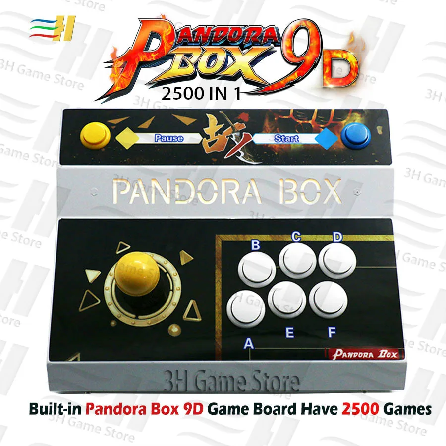 Встроенный ящик Pandora 9D 2500 В 1 одиночная аркадная Игровая приставка с джойстиком и кнопкой поддержки 3P 4P геймпад для подключения игр есть 3D tekken