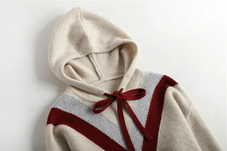 New Thick Cashmere Hoodies Sweatshirts Women Loose Hooded Pullover Female Cover Color Wool knitted Jacket Women's Clothing