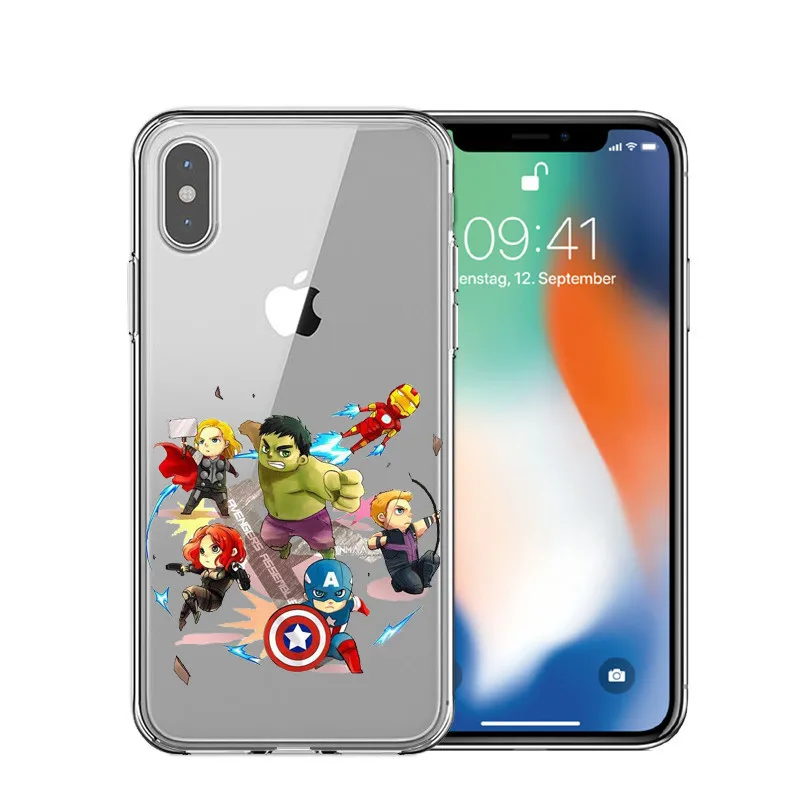 Чехол Marvel Avengers для iPhone XS Max XR X 7 8 6 Plus 5 Super Homem De Ferro Do Homem Мстители Endgame Casos de telefone Coque - Цвет: TPU