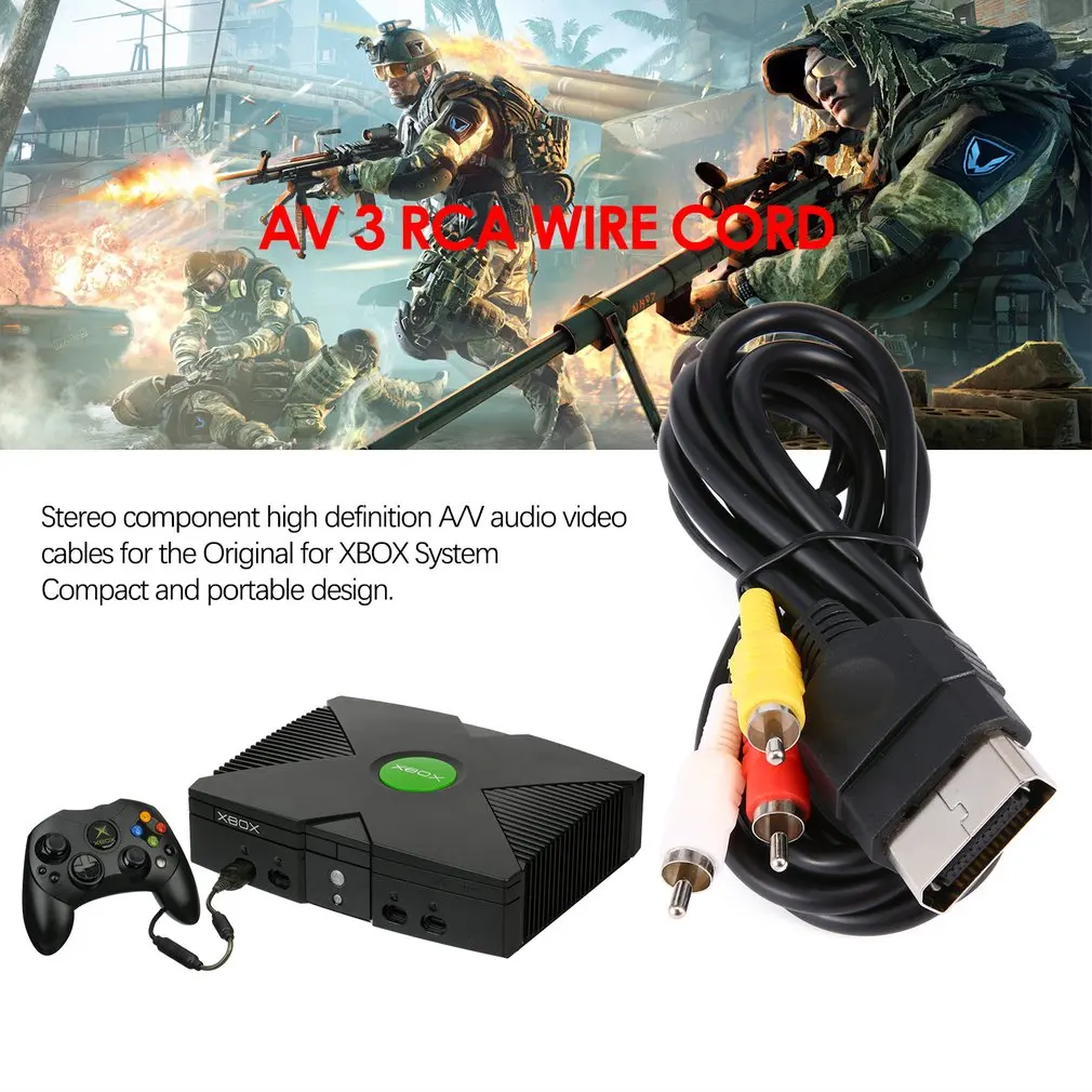 Замена 6FT аудио видео композитный кабель AV 3 провод RCA шнур для Xbox оригинальный классический