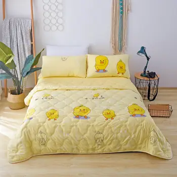 

Yellow Duck Printed Comforter Single Queen Size Summer Bedspreads King Size Machine Washable Printed Summer Blankets Duvet