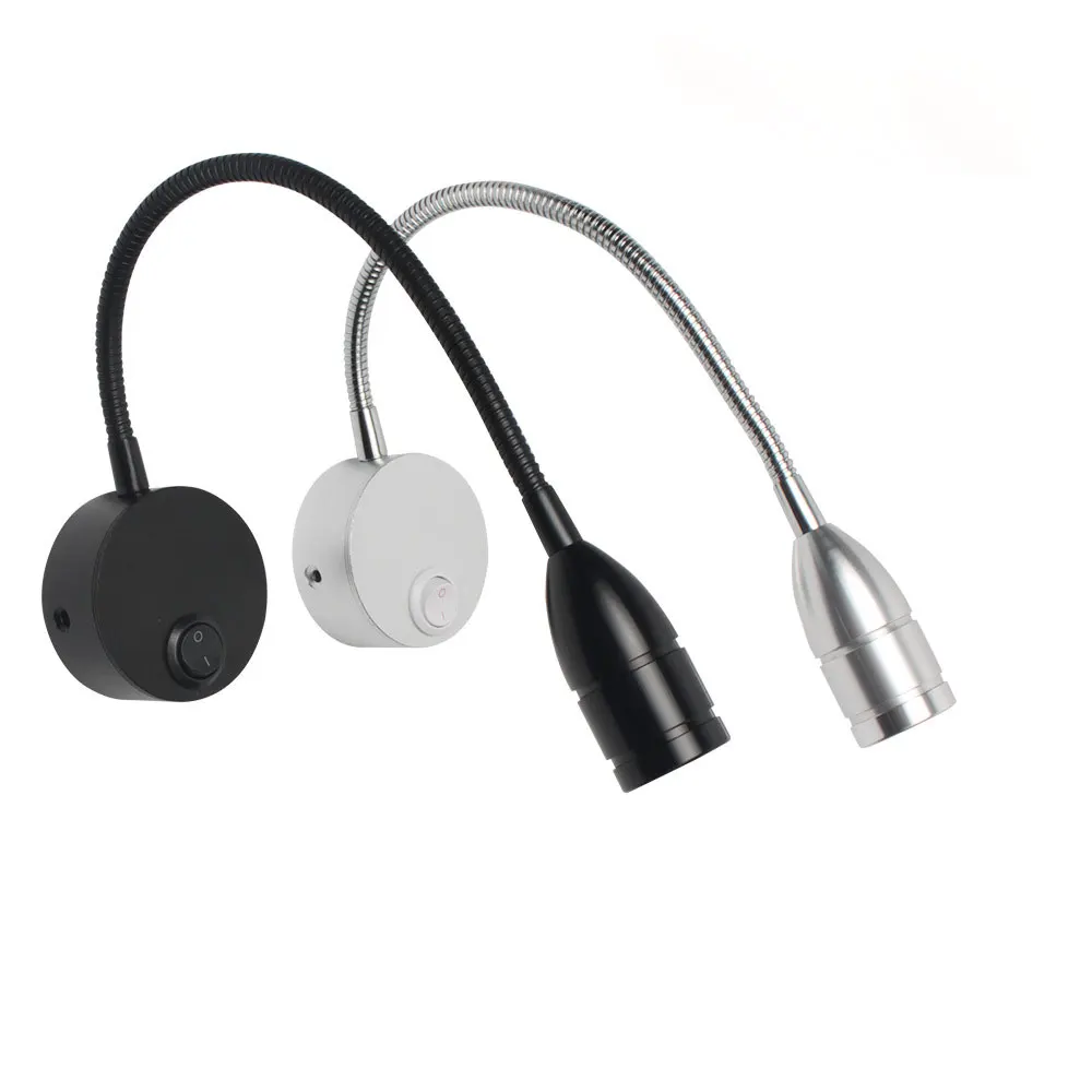 

3W Modern Flexible Gooseneck LED Wall Light Sconce Lamp Lighting For Bedroom Reading luminaria 360 Degree Aluminum Lightings