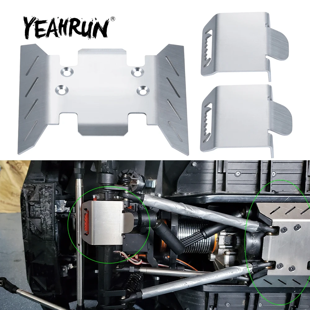 YEAHRUN 3Pcs Stainless Steel Chassis Armor Axle Protector Skid Plate