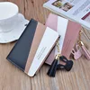 Women Wallet Patchwork Design Small Zipper Coin Purse Tassel Decoration Money Bag Simple Card Holder Contrast Color PU Leather 2