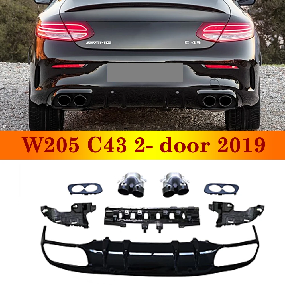 

2019 New Arrival Rear Diffuser For Mercedes-benz C class W205 C43 2-door Coupe Sport Version ABS Back Bumper With Exhaust Tips