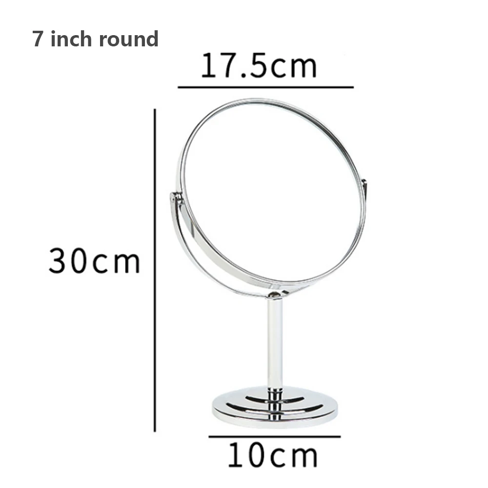 Manooby настольная вращающаяся подставка для зеркала для макияжа, зеркало для стола для макияжа, круглое овальное двухстороннее зеркало из серебристого металла - Цвет: 7 inch A