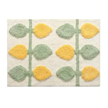 

1pc Fresh Printing Floor Mat Anti-slip Door Rug Flocking Foot Carpet for Home Hotel Lemon Tree