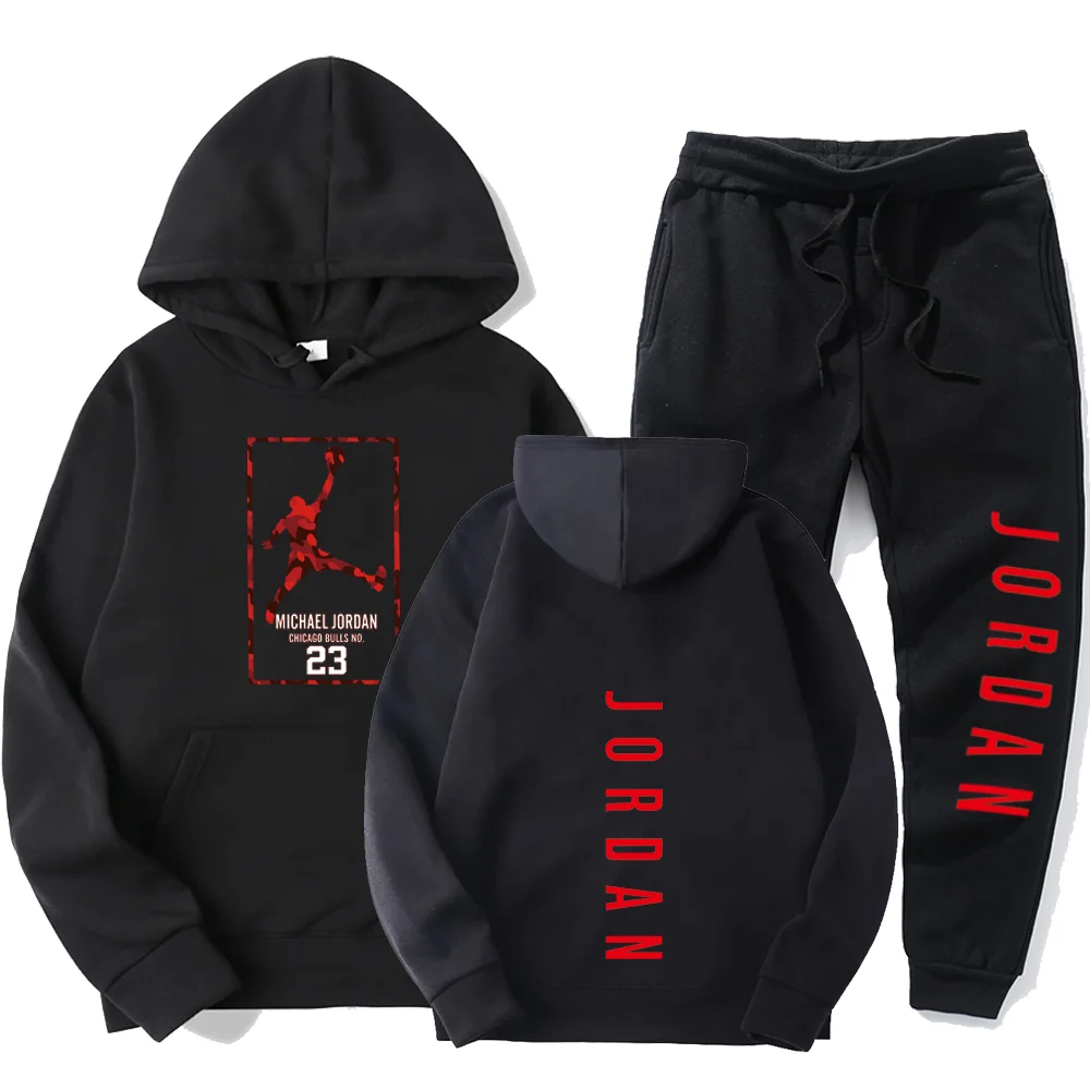 

Fashion Letter Print Men Hoodie Suit Autumn Tracksuit Casual Sportsuit Hoodies Sportswear Sweatshirt+Pant Pullover 2 Piece Set