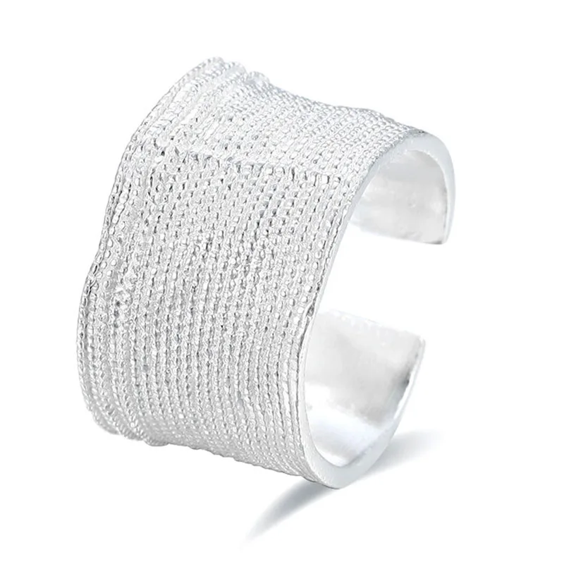 Silver Rings Silver Ring Foxanry INS Fashion Silver Color Wide Rings for Women Vintage Popular Design Irregular Texture Charm Party Jewelry Gifts