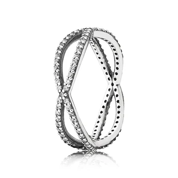 

YinDX 925 sterling silver ring classic X intertwined hollow European women's wedding ring banquet gift exquisite DIY jewelry
