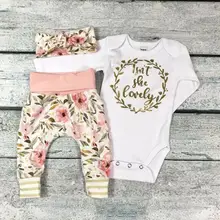 CANIS/осень г.; топы с длинными рукавами и круглым вырезом для новорожденных девочек; комбинезон; штаны с цветочным принтом; леггинсы; комплект одежды