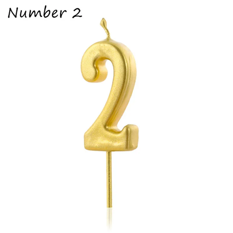 1 шт цифра "0-9" Золотая цифра свеча письмо день рождения свеча позолоченный торт с творческой декоративной свечей