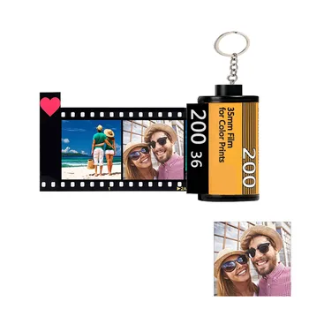 

Personalized Photo Text Keychain Fashion Custom Film Roll Keyring Birthday Anniversary Valentines Day Mom Dad Lover Friends Gift