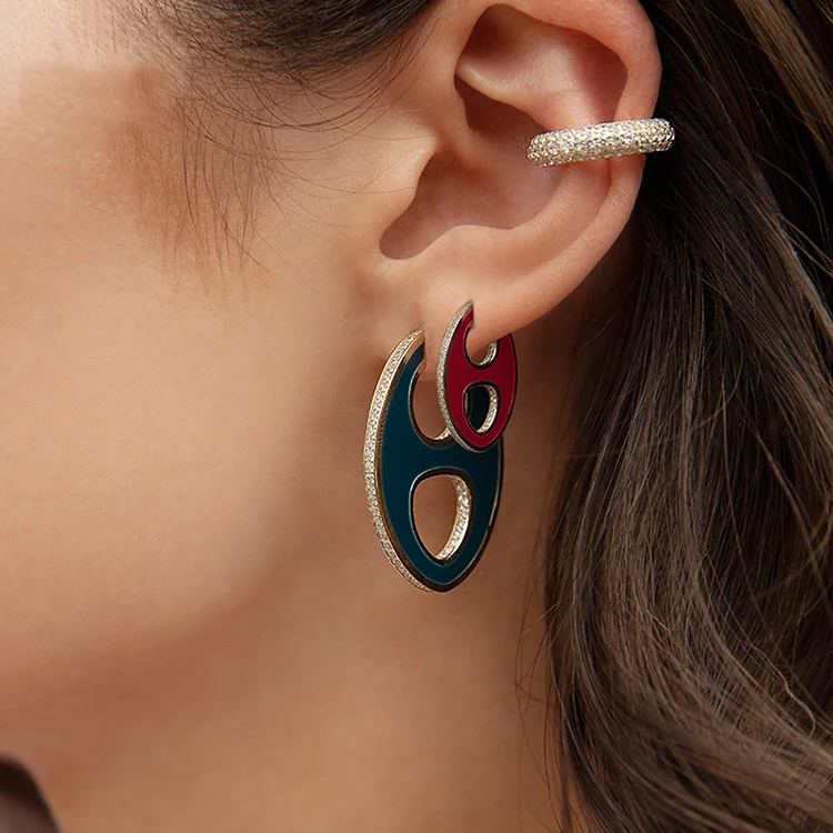 Популярный бренд, ювелирные изделия, bijoux monaco, серьги, синие, красные, эмалированные серьги для женщин, серебро 925 пробы, cz, циркон, луна, серьги, октябрь