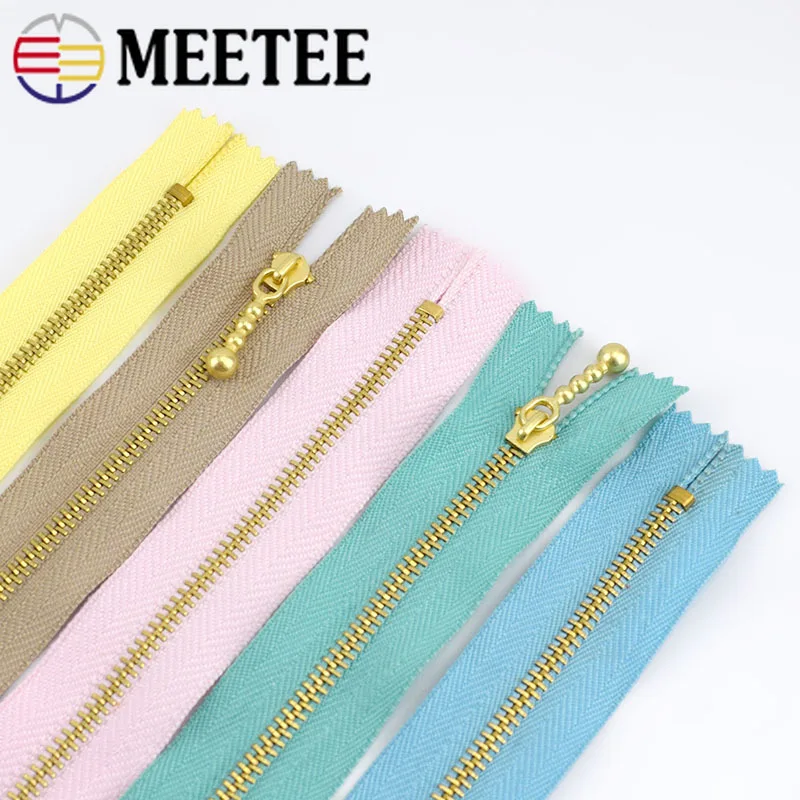 Meetee 3 # золотая металлическая молния закрывающаяся 12/15/20 см для джинсов сумок