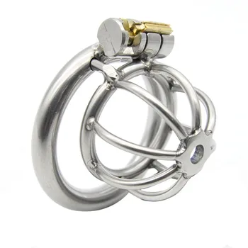 

Small Stainless Steel Male Chastity Cage Locking Metal Penis Ring Testicle Bondage Gear Chastity Devices Penis Covers for Men