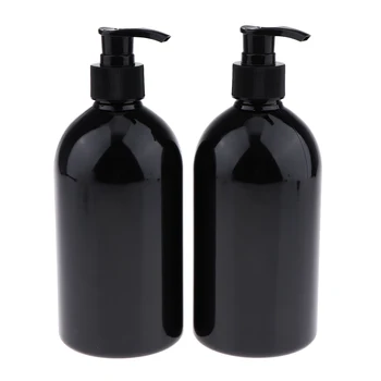 

2pcs/kit Refillable Empty Durable Amber PET Plastic Shampoo & Conditioner Cosmetic Bottle BPA-free 500ML