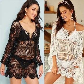 

Bikini cover up Summer Tunic Beach Cover up Womens Swim wear Bathing suit Cover ups Robe de Plage 2019 Beach wear