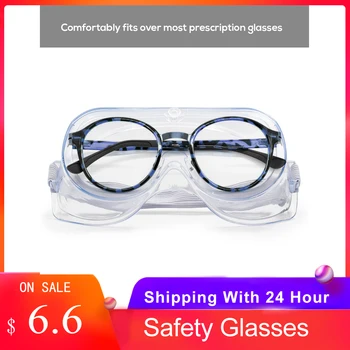 

Safety Goggles Adults Adjustable Safety Glasses Splash Impact Resistant Anti Fog Clear Eyewear Use with Prescription Glasses