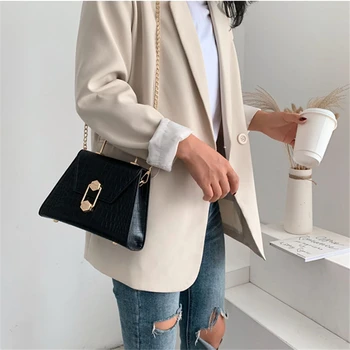 

Women New Crocodile Pattern Hard Hasp Bags Female Casual Wild Bag Metal Handle Chain Shoulder Messenger Bag Girl Borse Feminina