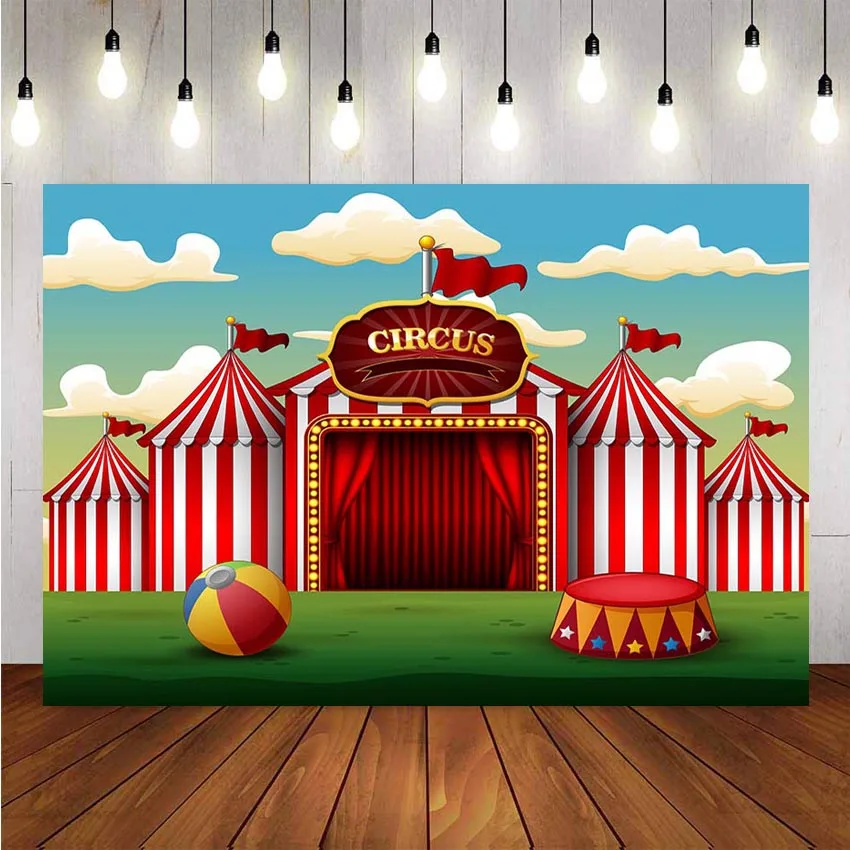 Photography Backdrop Circus Fiesta Theme Elephant Giraffe Lion Zebra Background Birthday Party Party Supplies Banner Decoration