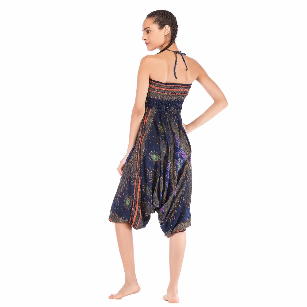Big Peacock eye navy gold jumpsuit harem pant BPEJ001 (9)