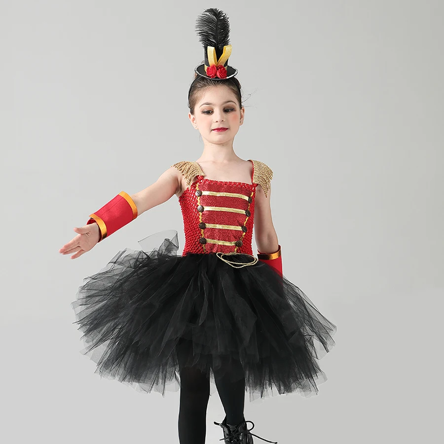 Nutcracker inspired Tutu Dress in Red Black & Gold Girls Nutcracker Halloween Birthday Party Fancy Costume Ringmaster Dresses (2)