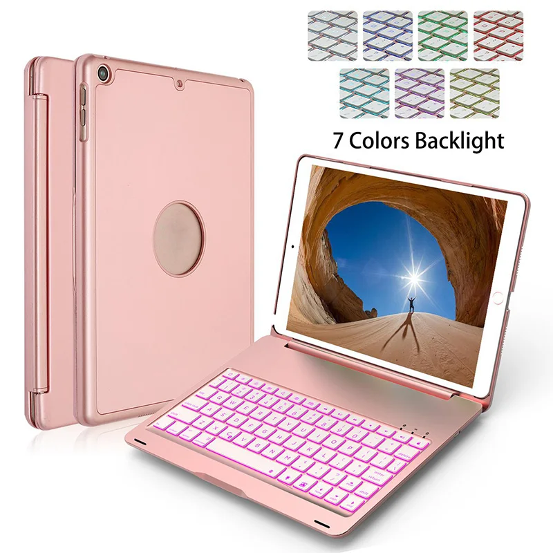 Rose ipadair2 Pro9.7 Подходит для ipad 9,7/Air1/2/ipad Pro 11/10. 5 7 цветов подсветки беспроводной Bluetooth 4,0 клавиатура smart shell - Цвет: Rose ipadair2 Pro9.7