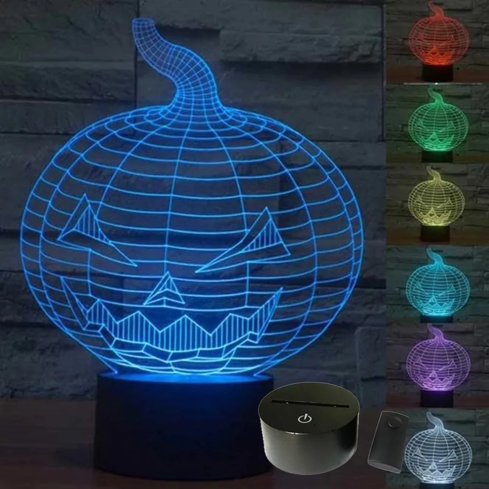 Хэллоуин Тыква 3d настольная лампа красочные стерео Акриловые 3D ночник Touch Luminaria De Mesa Usb 3d настольные лампы