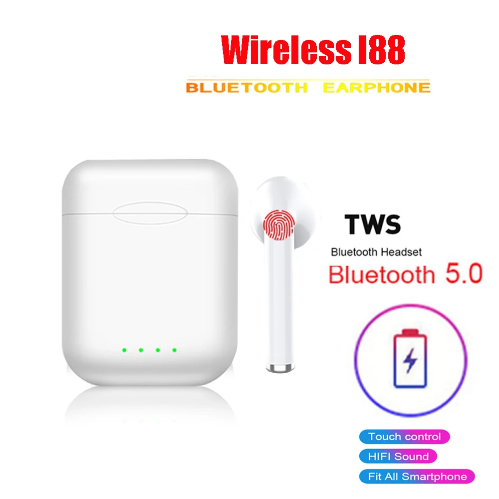 

I88 Tws Bluetooth 5.0 Wireless Earphone Headphone Touch Control Earbuds Pop up Mini Stereo Drop Shipping Headset with Micphone