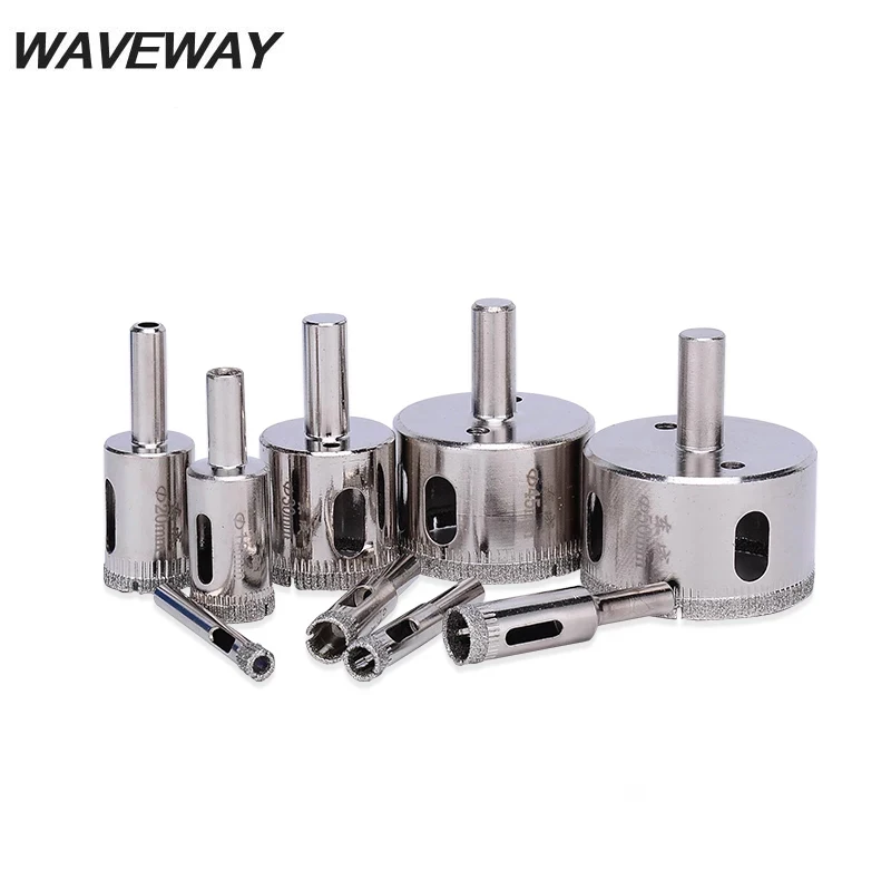 

WAVEWAY 6mm-50mm Diamond Coated Drill Bit Set Tile Marble Glass Ceramic Hole Saw Drilling Bits For Power Tools