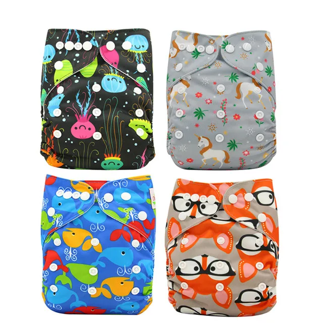 baby cloth diaper05 Ohbabyka 4 шт./компл. моющиеся тканевые подгузники; регулируемый пеленки Многоразовые подгузники из ткани, на Возраст 3-15 кг детские тканевые подгузники, пелёнки - Цвет: baby cloth diaper05