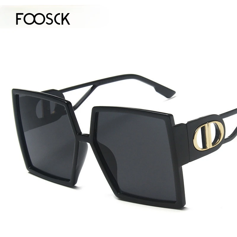 FOOSCK 2021 Square Oversized Sunglasses Women Luxury Brand New Designer Gradient Sun Glasses Big Frame Vintage Eyewear UV400 sunglasses for women