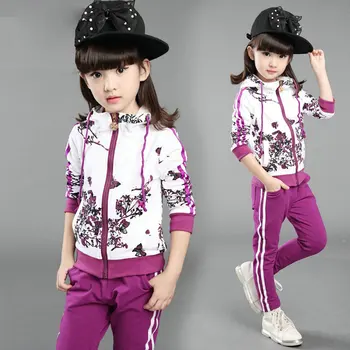 

ZWF499 Fashion Spring Autumn Baby Girl Clothes New Children Girl Sports Jacket Pants 2 Piece Set Toddler Costume Kids Sportswear